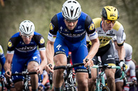 2016 GentWevelgem, TomBOONEN(BEL-EQS) leads Peloton up  the Kemmelberg.